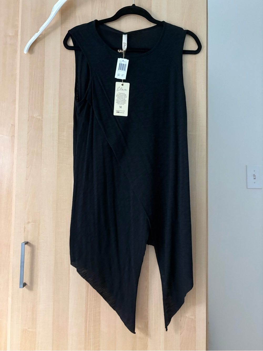 Elan Black Asymmetrical Sleeveless Tunic Tank